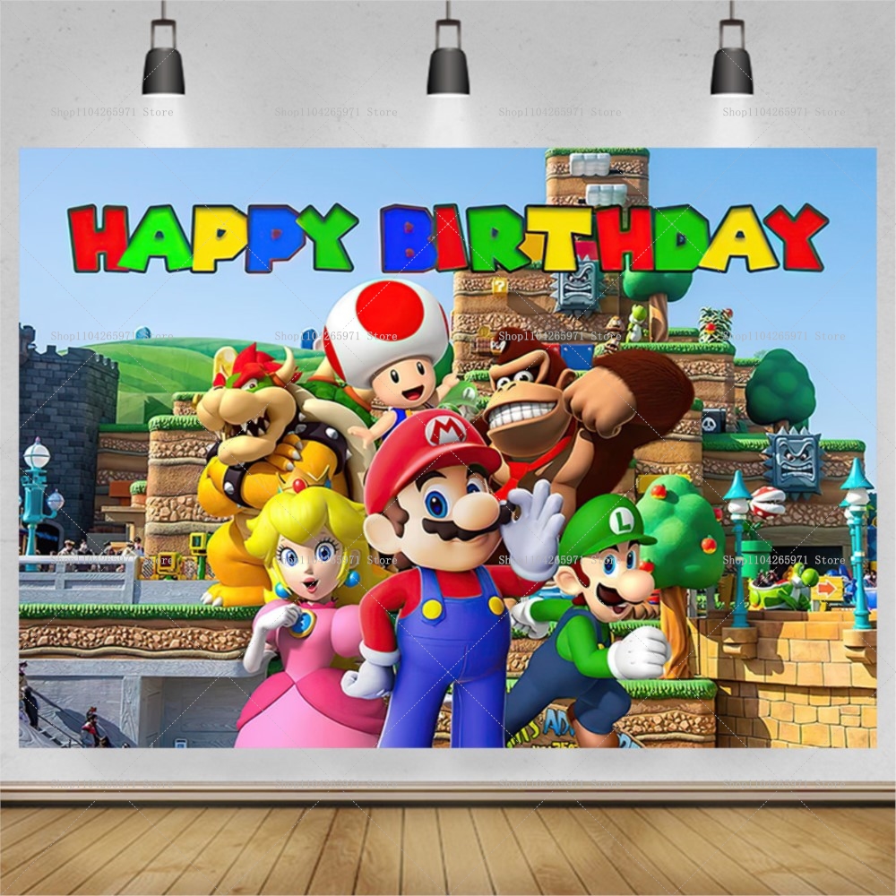 Party Games Mario - Super Mario Game Theme Backdrop Kids