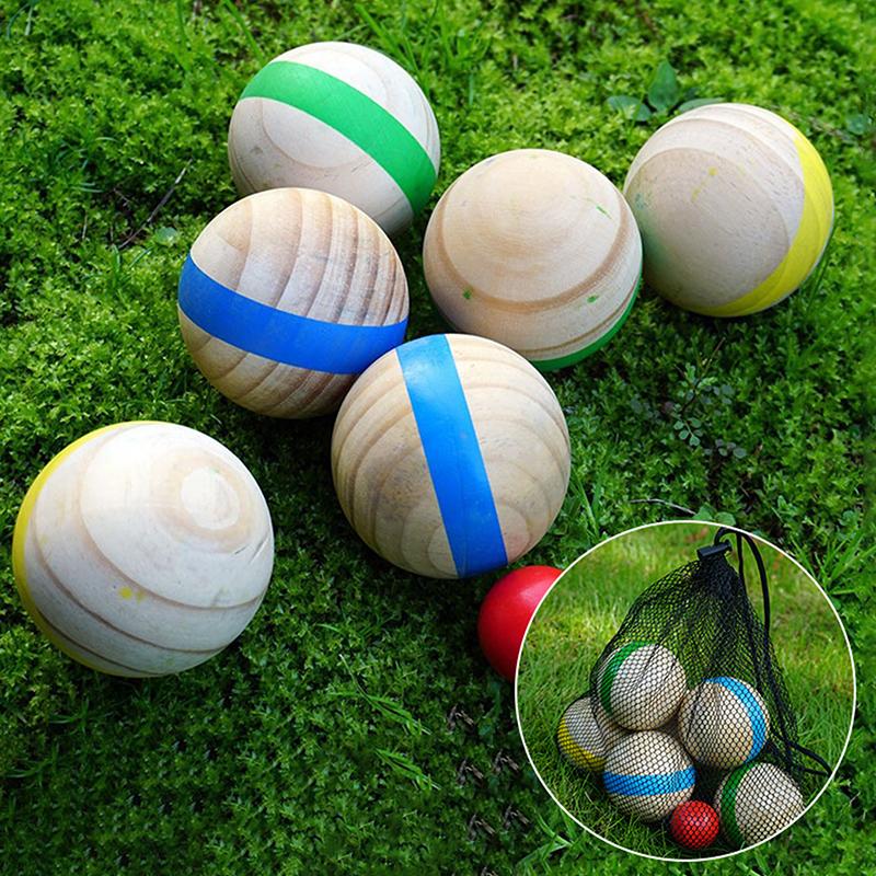 Bocce Ball Lawn - ^7Pcs Wood Bocce Balls Sports Playground