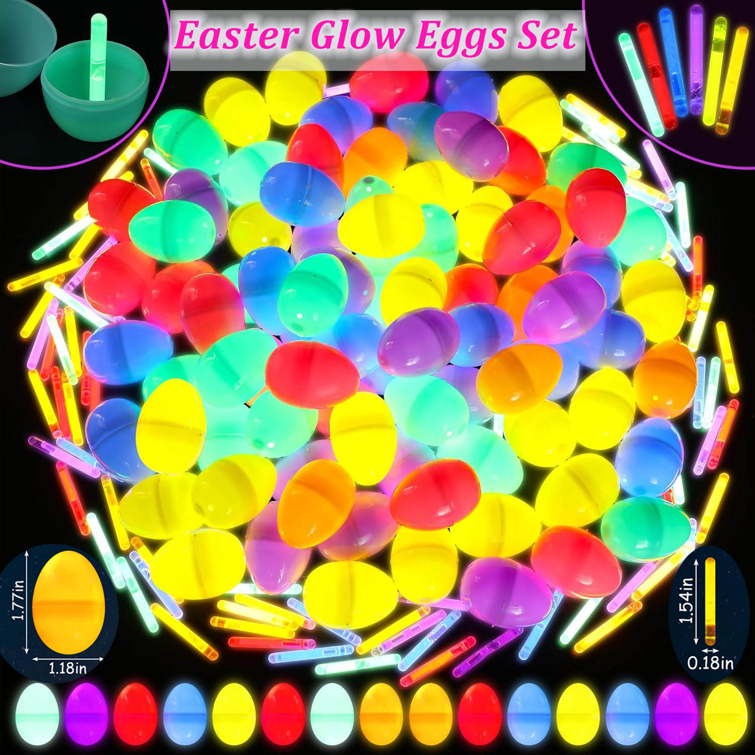 Party Games Easter Egg - 100-300Set Easter Eggs with Mini Glow