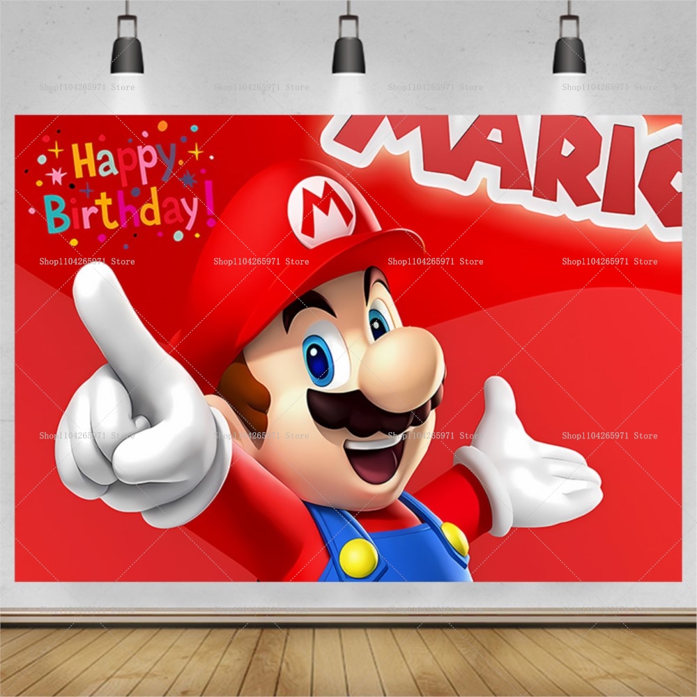 Super Mario Game Theme Backdro - Party Games Mario reseña y precio
