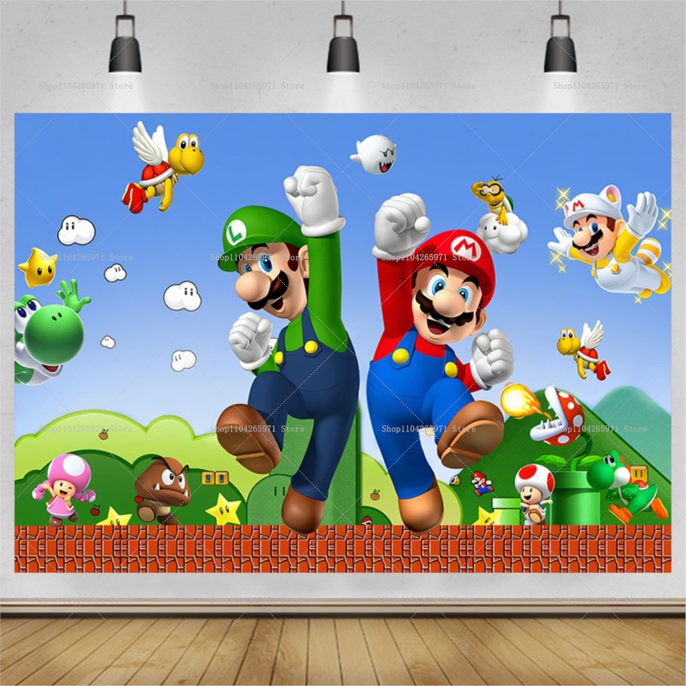 Super Mario Game Theme Backdro - Party Games Mario reseña y precio
