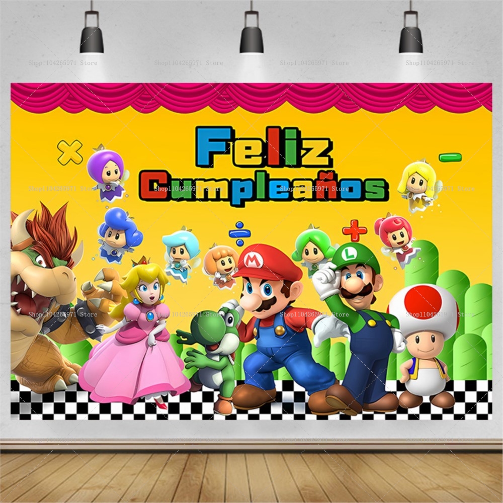 Super Mario Game Theme Backdro - Party Games Mario reseña y precio
