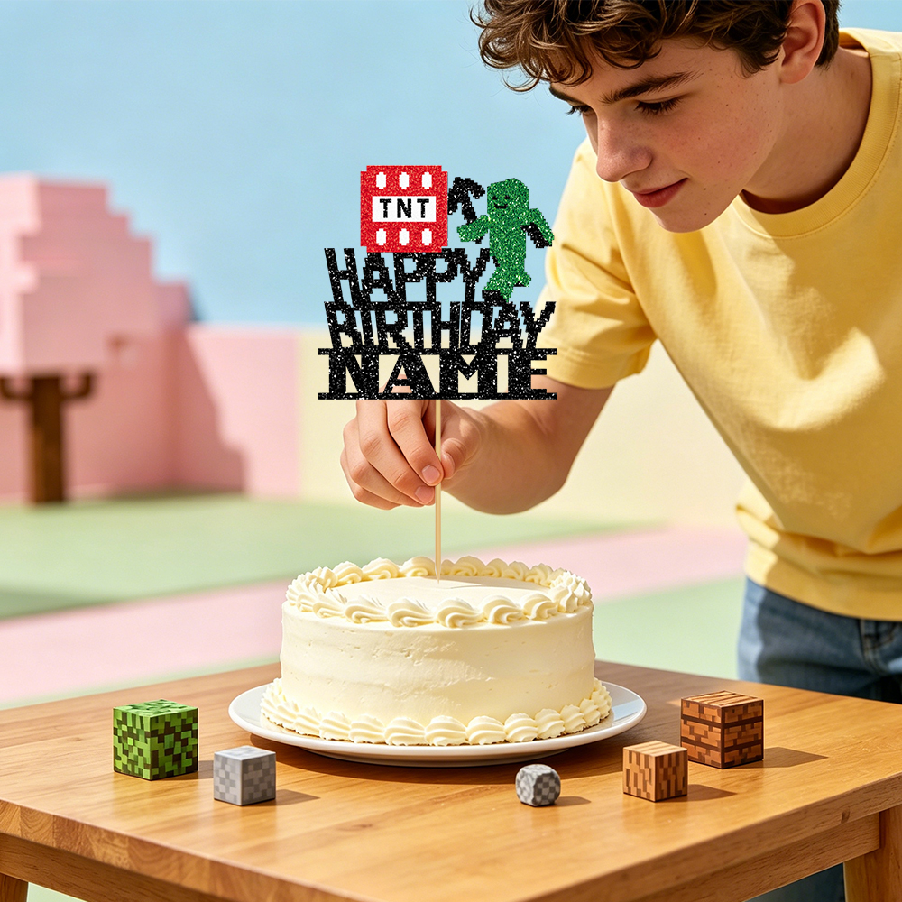 1/3/6 Pcs Of Glitter Minecraft - Party Games Name reseña y precio