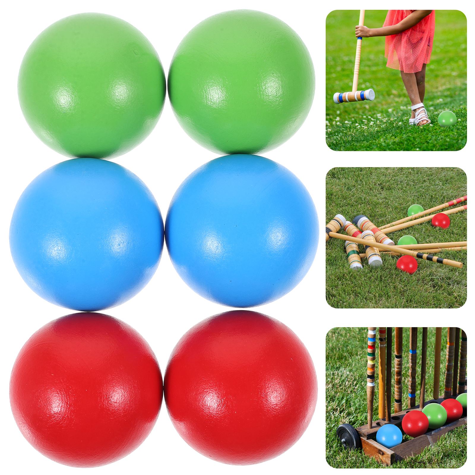 6Pcs Croquet Wooden Ball Set C - Bocce Ball Lawn reseña y precio