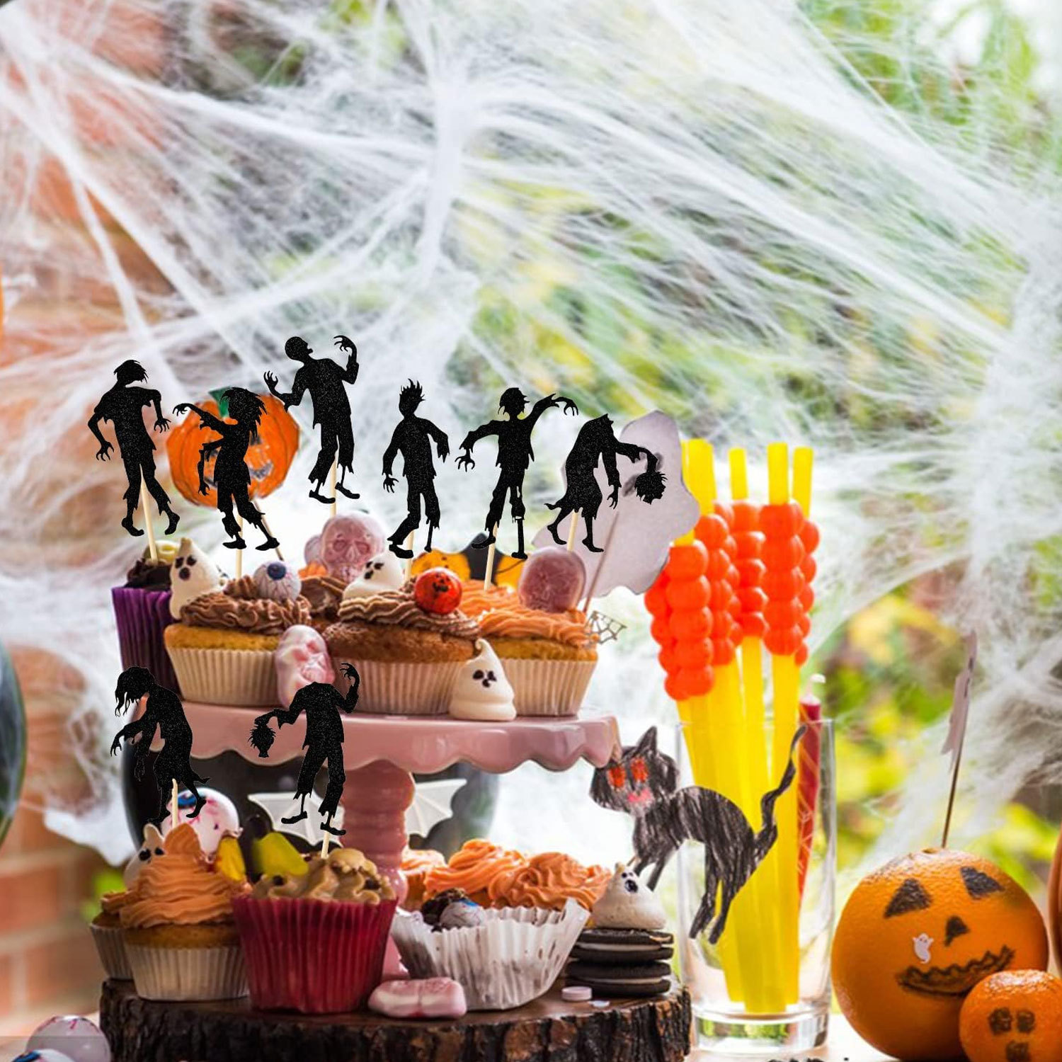 16pc/set Black Zombie Cake Top - Zombie Party Games reseña y precio