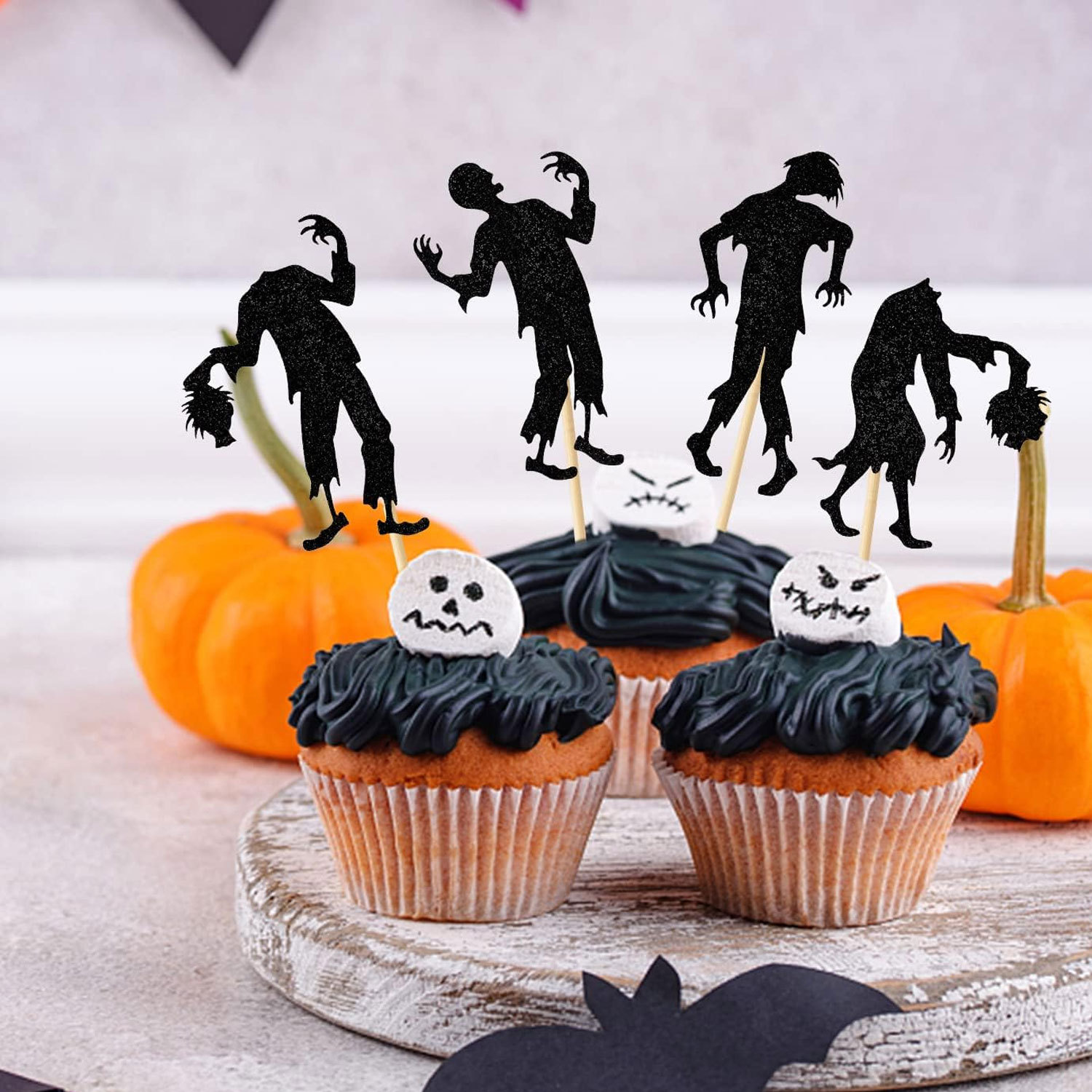 16pc/set Black Zombie Cake Top - Zombie Party Games reseña y precio
